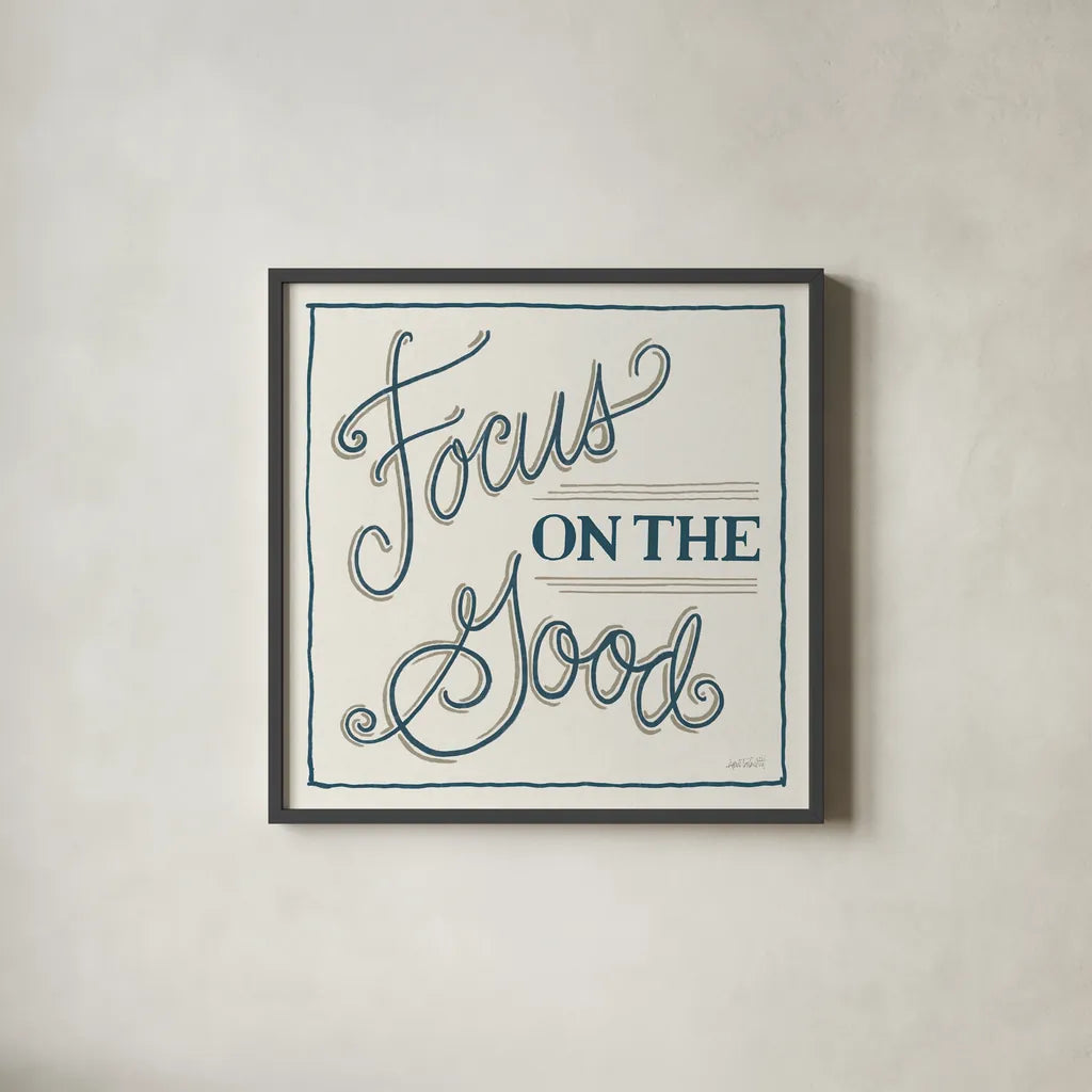 The Good I by Anne Tavoletti. Shown in a sleek black glass frame for a contemporary gallery look. Available as an archival giclee rolled canvas, fine art paper, or poster print. SKU 64946a.