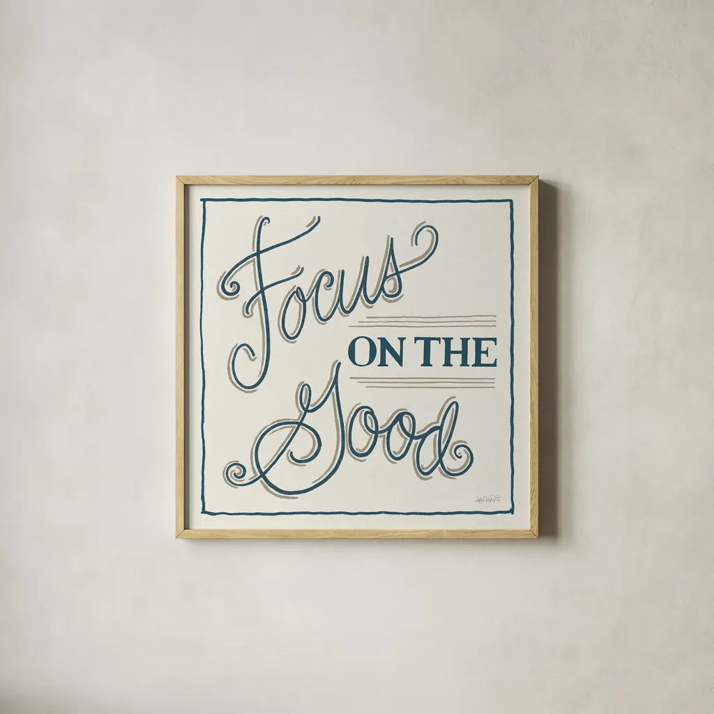 The Good I by Anne Tavoletti. Shown in a natural wood glass frame for a timeless modern aesthetic. Available as an archival giclee rolled canvas, fine art paper, or poster print. SKU 64946a.