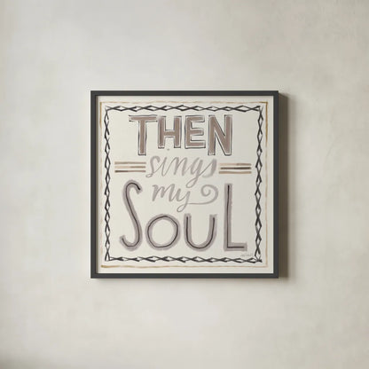 Then Sings I by Anne Tavoletti. Shown in a sleek black glass frame for a contemporary gallery look. Available as an archival giclee rolled canvas, fine art paper, or poster print. SKU 63190a.