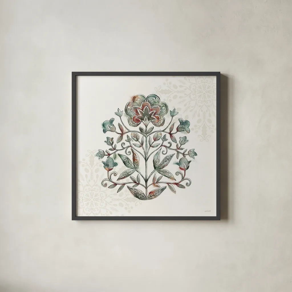 Tones of the Season I by Anne Tavoletti. Shown in a sleek black glass frame for a contemporary gallery look. Available as an archival giclee rolled canvas, fine art paper, or poster print. SKU 97196a.