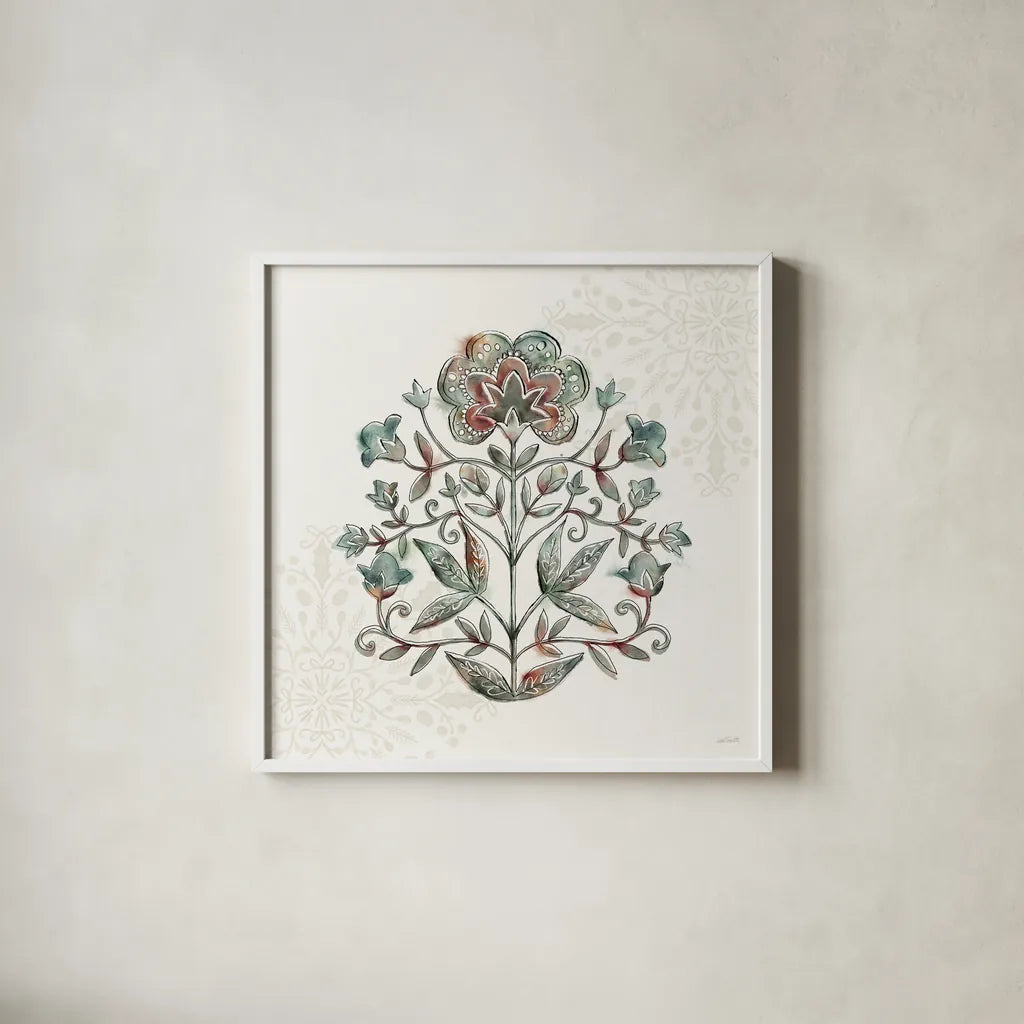 Tones of the Season I by Anne Tavoletti. Shown in a crisp white glass frame for a clean and minimalist style. Available as an archival giclee rolled canvas, fine art paper, or poster print. SKU 97196a.