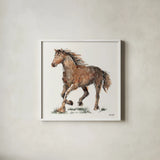 Trot by Anne Tavoletti. Shown in a crisp white glass frame for a clean and minimalist style. Available as an archival giclee rolled canvas, fine art paper, or poster print. SKU 97881a.