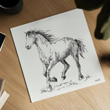 Trot Sketch by Anne Tavoletti. Shown as a detailed flat fine art print, highlighting archival giclee quality. Available as an archival giclee rolled canvas, fine art paper, or poster print. SKU 97882a.