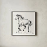 Trot Sketch by Anne Tavoletti. Shown in a sleek black glass frame for a contemporary gallery look. Available as an archival giclee rolled canvas, fine art paper, or poster print. SKU 97882a.