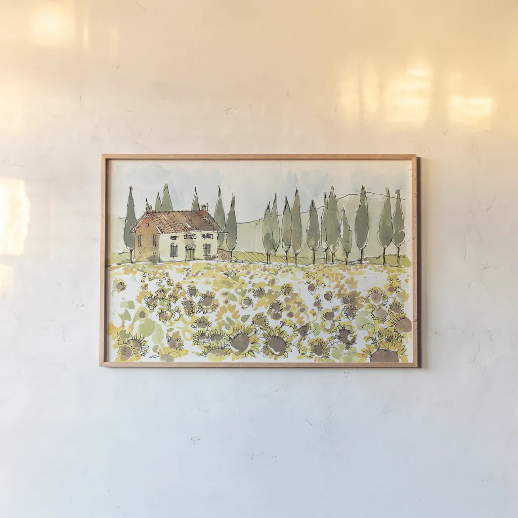 Tuscan Elegance I by Anne Tavoletti. shown as a paper print in a natural frame. Available as a archival giclee rolled canvas, fine art paper, or poster print. SKU 31917i.