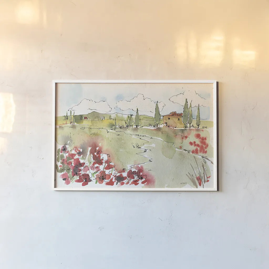 Tuscan Elegance II by Anne Tavoletti. shown as a paper print in a white frame. Available as a archival giclee rolled canvas, fine art paper, or poster print. SKU 31918i.