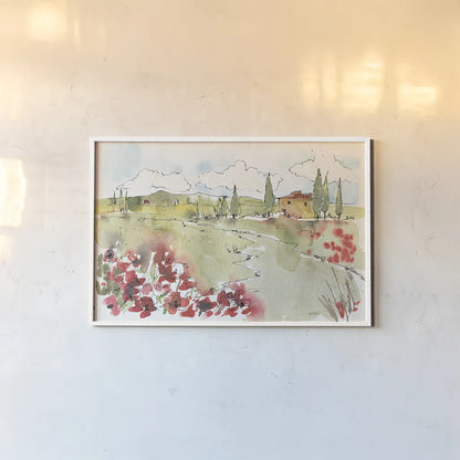 Tuscan Elegance II by Anne Tavoletti. shown as a paper print in a white frame. Available as a archival giclee rolled canvas, fine art paper, or poster print. SKU 31918i.