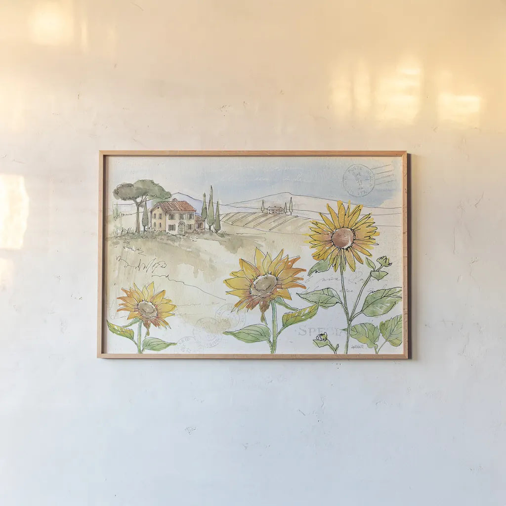 Tuscan Elegance IV by Anne Tavoletti. shown as a paper print in a natural frame. Available as a archival giclee rolled canvas, fine art paper, or poster print. SKU 31920i.