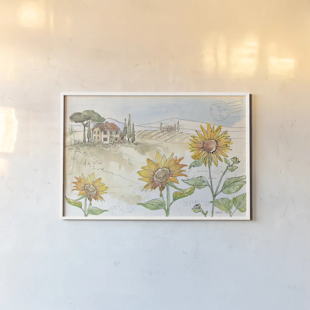 Tuscan Elegance IV by Anne Tavoletti. shown as a paper print in a white frame. Available as a archival giclee rolled canvas, fine art paper, or poster print. SKU 31920i.