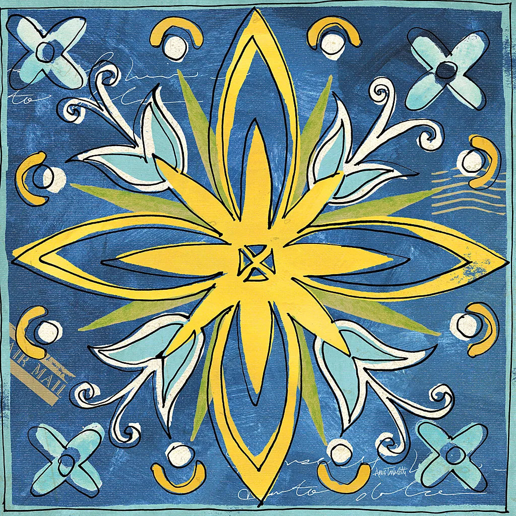 Tuscan Sun Tiles I Color by Anne Tavoletti. SKU 15613a. Archival Giclee Fine art print for wall decor.
