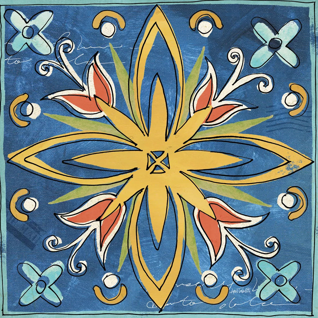 Tuscan Sun Tiles I Color Talavera by Anne Tavoletti. SKU 78858a. Archival Giclee Fine art print for wall decor.