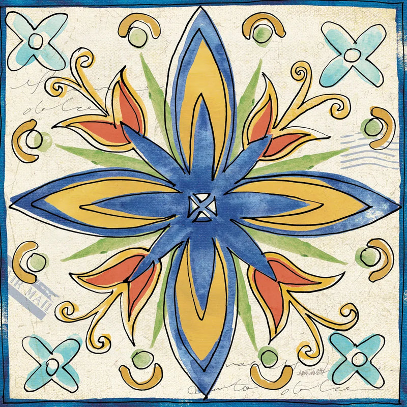 Tuscan Sun Tiles I Talavera by Anne Tavoletti. SKU 78854a. Archival Giclee Fine art print for wall decor.