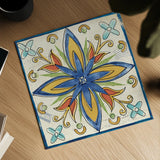 Tuscan Sun Tiles I Talavera by Anne Tavoletti. Shown as a detailed flat fine art print, highlighting archival giclee quality. Available as an archival giclee rolled canvas, fine art paper, or poster print. SKU 78854a.