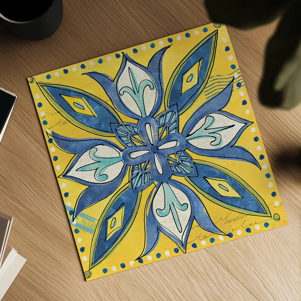 Tuscan Sun Tiles II Color by Anne Tavoletti. Shown as a detailed flat fine art print, highlighting archival giclee quality. Available as an archival giclee rolled canvas, fine art paper, or poster print. SKU 15614a.