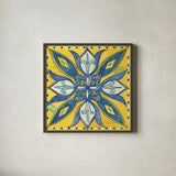Tuscan Sun Tiles II Color by Anne Tavoletti. Shown in a sleek black glass frame for a contemporary gallery look. Available as an archival giclee rolled canvas, fine art paper, or poster print. SKU 15614a.