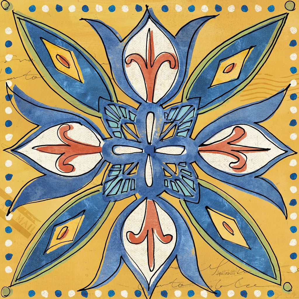 Tuscan Sun Tiles II Color Talavera by Anne Tavoletti. SKU 78859a. Archival Giclee Fine art print for wall decor.