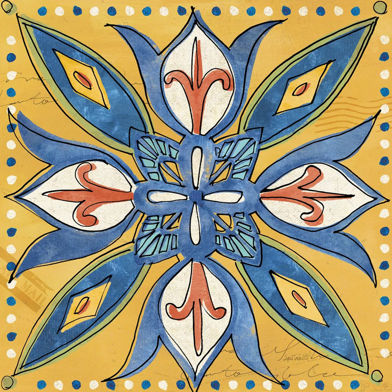 Tuscan Sun Tiles II Color Talavera by Anne Tavoletti. SKU 78859a. Archival Giclee Fine art print for wall decor.