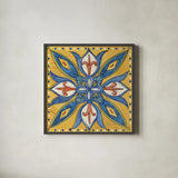 Tuscan Sun Tiles II Color Talavera by Anne Tavoletti. Shown in a sleek black glass frame for a contemporary gallery look. Available as an archival giclee rolled canvas, fine art paper, or poster print. SKU 78859a.