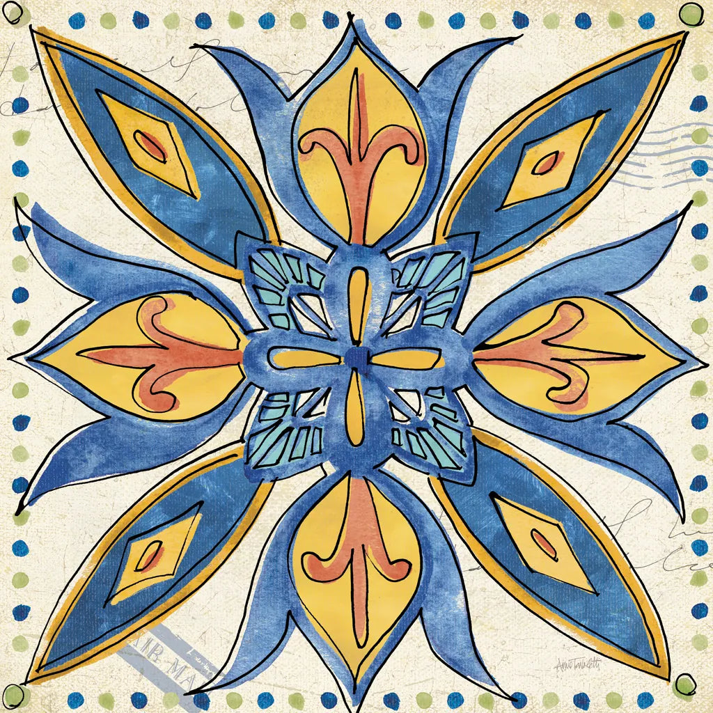 Tuscan Sun Tiles II Talavera by Anne Tavoletti. SKU 78855a. Archival Giclee Fine art print for wall decor.