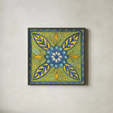 Tuscan Sun Tiles III Color by Anne Tavoletti. Shown in a sleek black glass frame for a contemporary gallery look. Available as an archival giclee rolled canvas, fine art paper, or poster print. SKU 15615a.