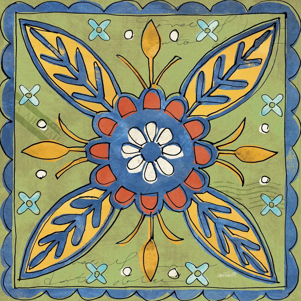 Tuscan Sun Tiles III Color Talavera by Anne Tavoletti. SKU 78860a. Archival Giclee Fine art print for wall decor.