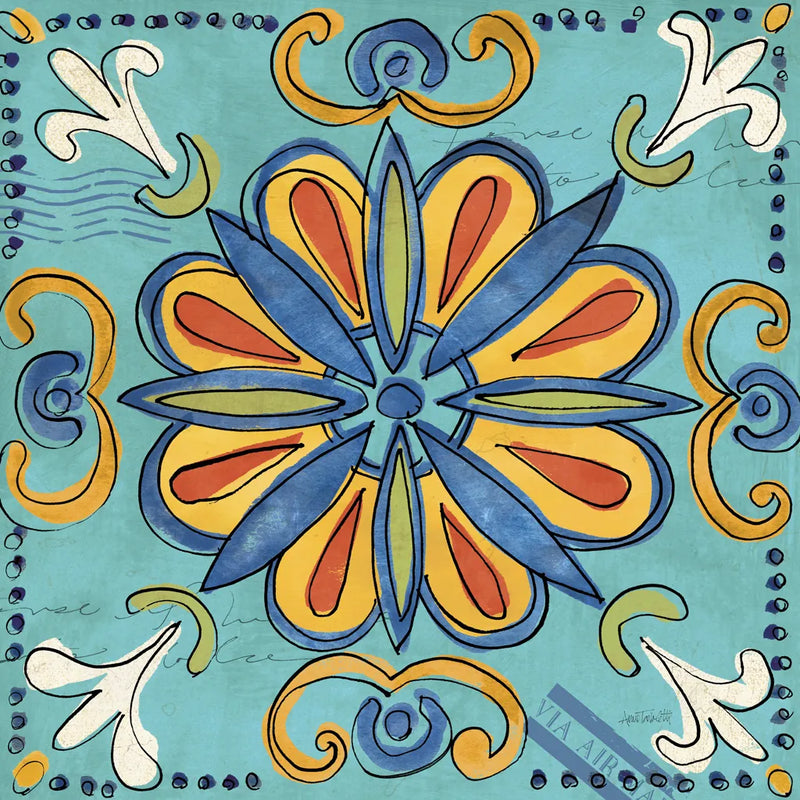 Tuscan Sun Tiles IV Color Talavera by Anne Tavoletti. SKU 78861a. Archival Giclee Fine art print for wall decor.