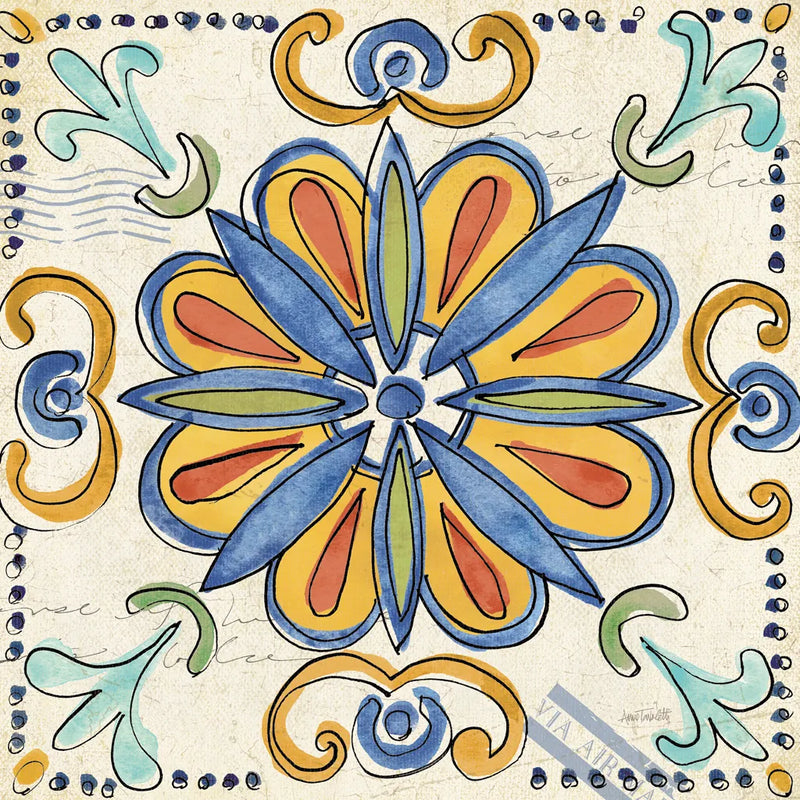 Tuscan Sun Tiles IV Talavera by Anne Tavoletti. SKU 78857a. Archival Giclee Fine art print for wall decor.