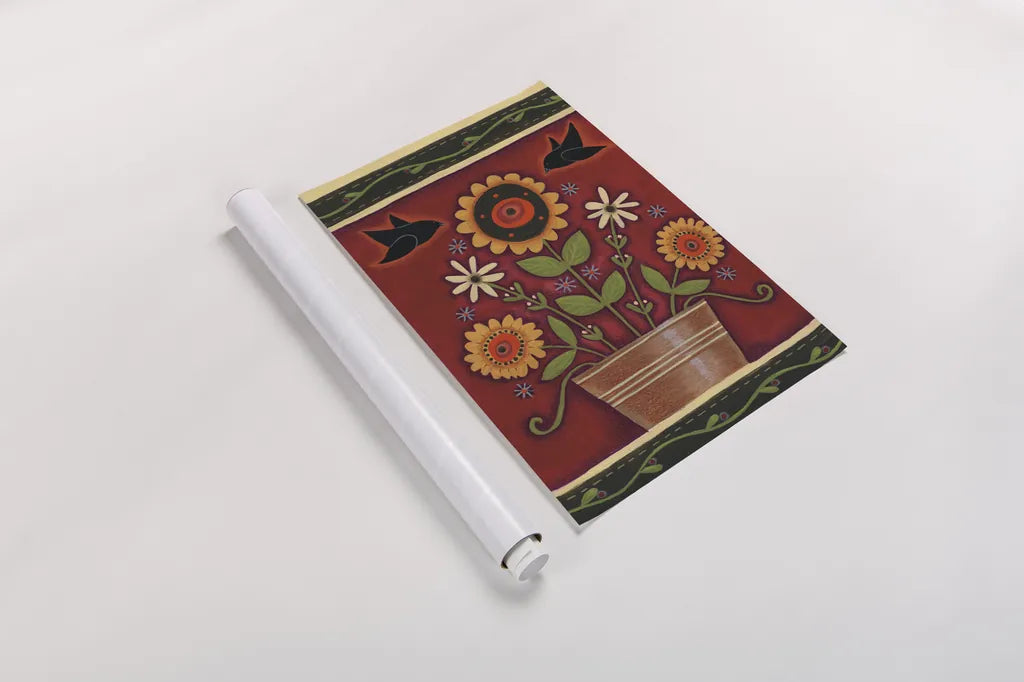 Two Crows by Anne Tavoletti. shown as a rolled paper print. Available as archival giclee rolled canvas, fine art paper, or poster print. SKU 18231h.