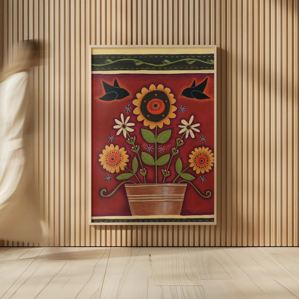 Two Crows by Anne Tavoletti. shown as over sized large wall art. Available as an archival giclee rolled canvas, fine art paper, or poster print. SKU 18231h.