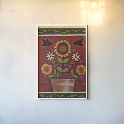 Two Crows by Anne Tavoletti. shown as a paper print in a white frame. Available as a archival giclee rolled canvas, fine art paper, or poster print. SKU 18231h.