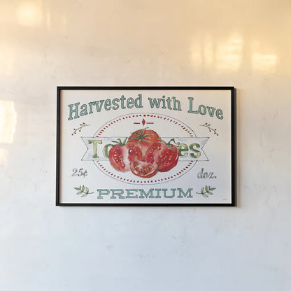 Veggie Market I by Anne Tavoletti. shown as a paper print in a black flame. Available as a archival giclee rolled canvas, fine art paper, or poster print. SKU 52614i.