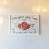 Veggie Market I by Anne Tavoletti. shown as a paper print in a white frame. Available as a archival giclee rolled canvas, fine art paper, or poster print. SKU 52614i.
