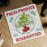 Veggie Market II by Anne Tavoletti. Shown as a detailed flat fine art print, highlighting archival giclee quality. Available as an archival giclee rolled canvas, fine art paper, or poster print. SKU 52615a.