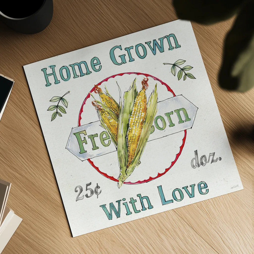 Veggie Market III by Anne Tavoletti. Shown as a detailed flat fine art print, highlighting archival giclee quality. Available as an archival giclee rolled canvas, fine art paper, or poster print. SKU 52616a.