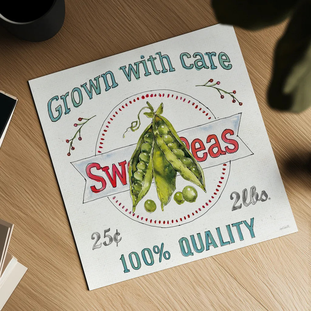 Veggie Market IV by Anne Tavoletti. Shown as a detailed flat fine art print, highlighting archival giclee quality. Available as an archival giclee rolled canvas, fine art paper, or poster print. SKU 52617a.