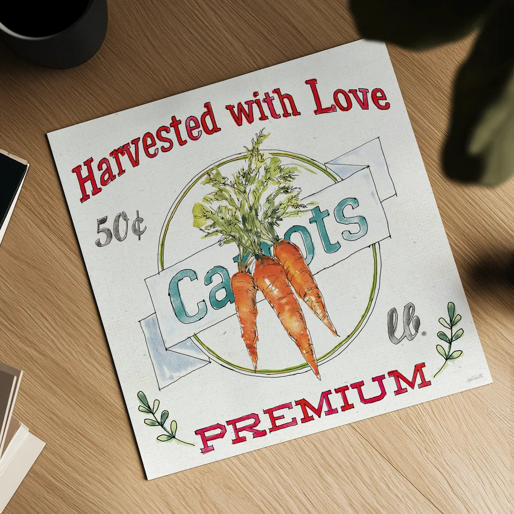 Veggie Market V by Anne Tavoletti. Shown as a detailed flat fine art print, highlighting archival giclee quality. Available as an archival giclee rolled canvas, fine art paper, or poster print. SKU 52618a.