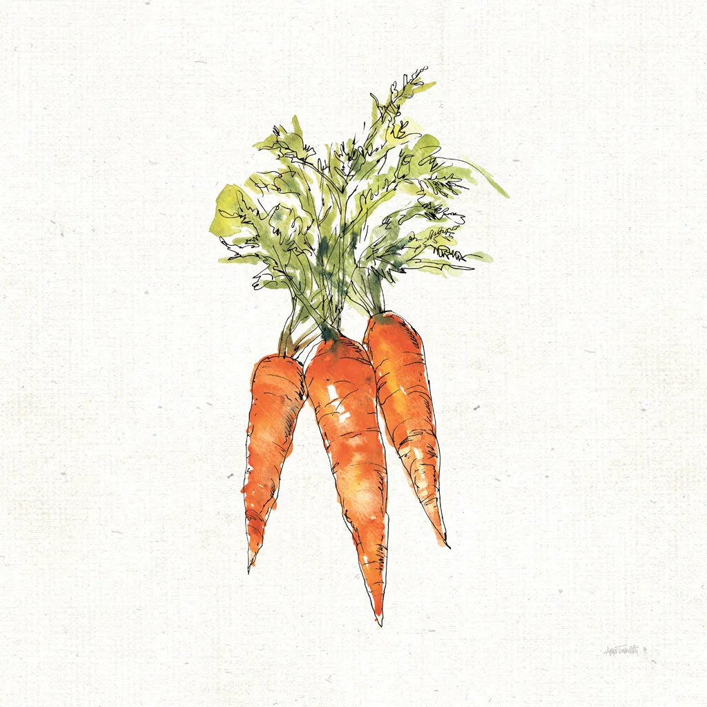 Veggie Market V Carrots by Anne Tavoletti. SKU 53858a. Archival Giclee Fine art print for wall decor.