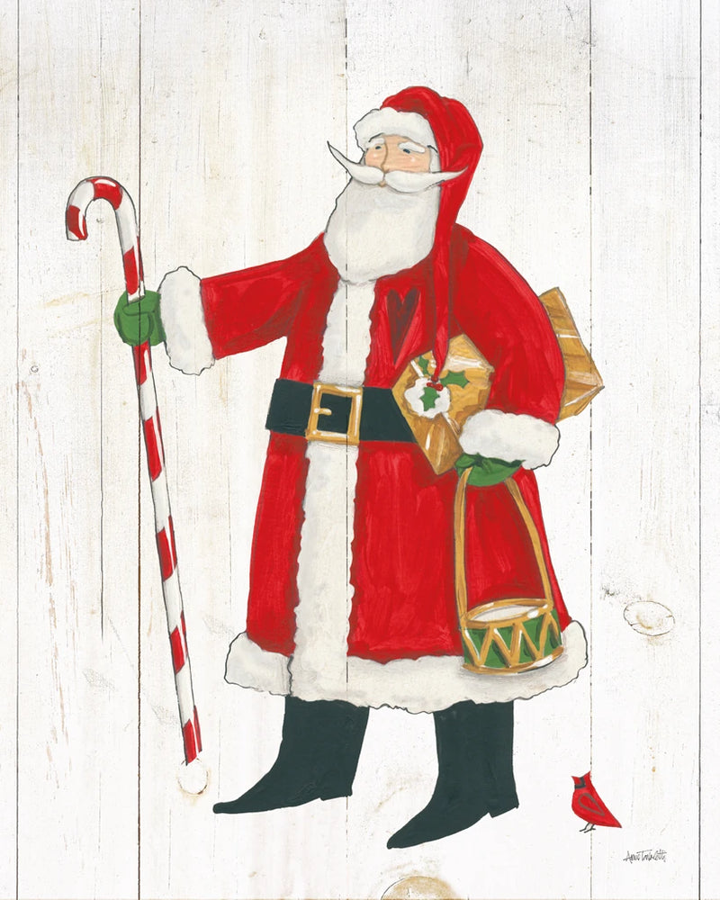 Vintage St Nick II no Words on White Wood v2 by Anne Tavoletti