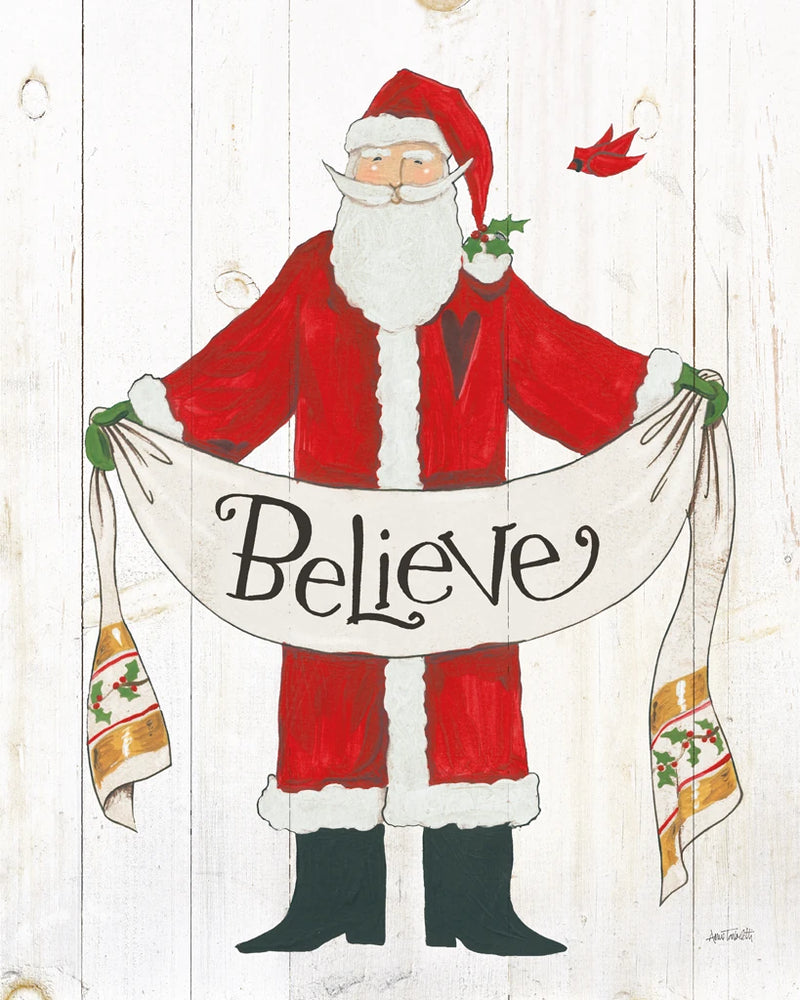 Vintage St Nick IV on White Wood v2 by Anne Tavoletti