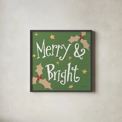 Vintage St Nick V Bright by Anne Tavoletti. Shown in a sleek black glass frame for a contemporary gallery look. Available as an archival giclee rolled canvas, fine art paper, or poster print. SKU 37707a.