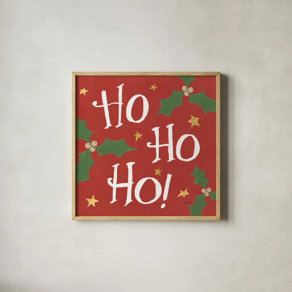 Vintage St Nick VI Bright by Anne Tavoletti. Shown in a natural wood glass frame for a timeless modern aesthetic. Available as an archival giclee rolled canvas, fine art paper, or poster print. SKU 37708a.