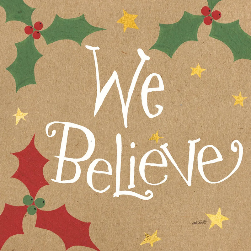 Vintage St Nick VII Bright We Believe by Anne Tavoletti. SKU 37709a. Archival Giclee Fine art print for wall decor.