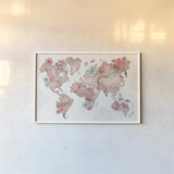 Vintage Travel I by Anne Tavoletti. shown as a paper print in a white frame. Available as a archival giclee rolled canvas, fine art paper, or poster print. SKU 82089i.