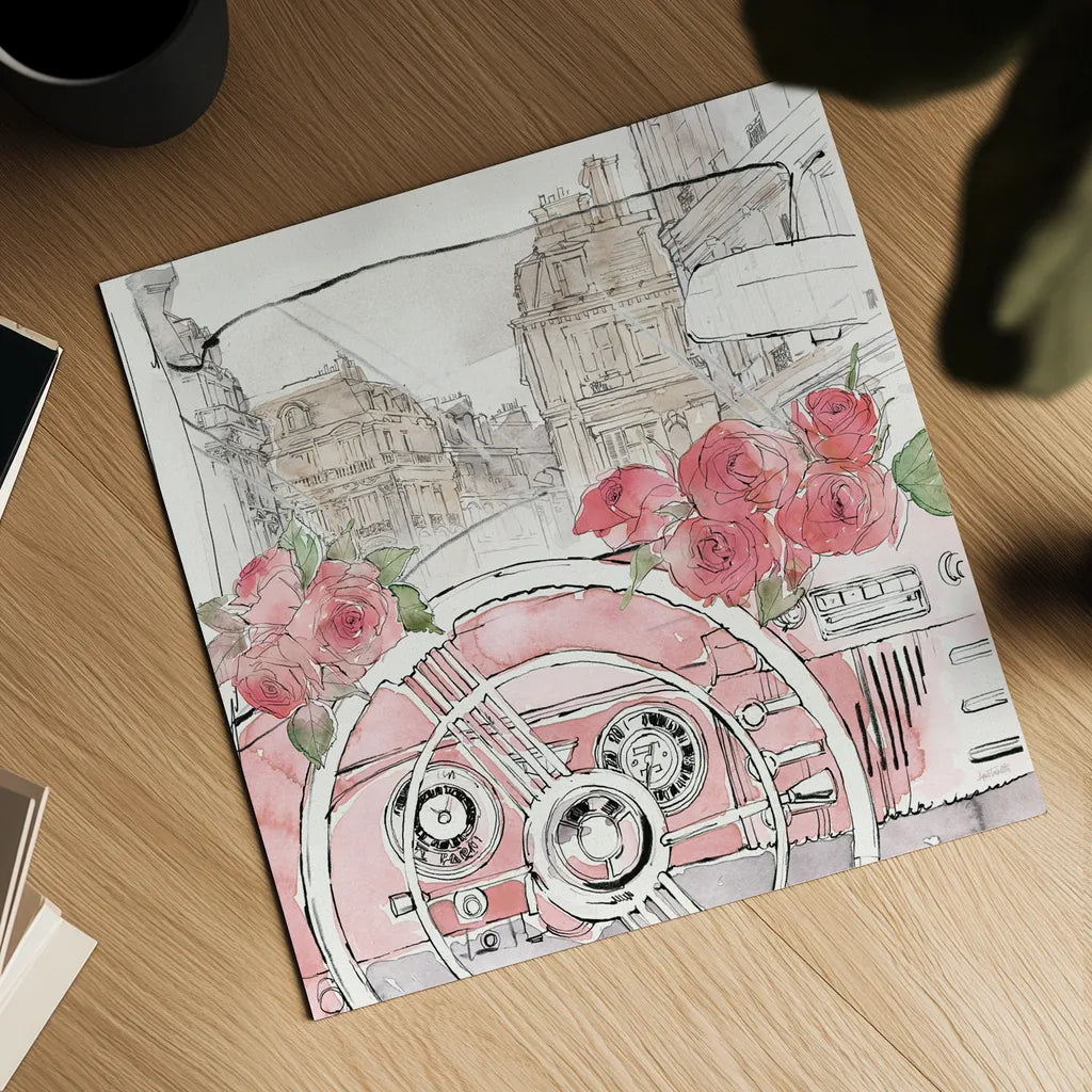 Vintage Travel II by Anne Tavoletti. Shown as a detailed flat fine art print, highlighting archival giclee quality. Available as an archival giclee rolled canvas, fine art paper, or poster print. SKU 82090a.