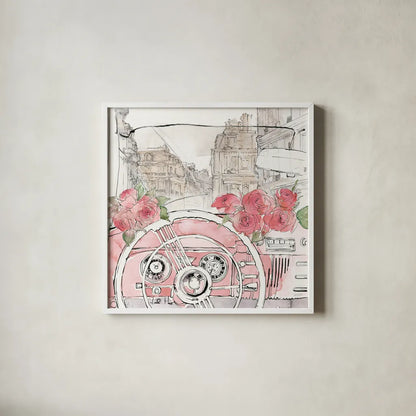 Vintage Travel II by Anne Tavoletti. Shown in a crisp white glass frame for a clean and minimalist style. Available as an archival giclee rolled canvas, fine art paper, or poster print. SKU 82090a.