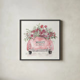 Vintage Travel IV Market by Anne Tavoletti. Shown in a sleek black glass frame for a contemporary gallery look. Available as an archival giclee rolled canvas, fine art paper, or poster print. SKU 82611a.