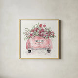 Vintage Travel IV Market by Anne Tavoletti. Shown in a natural wood glass frame for a timeless modern aesthetic. Available as an archival giclee rolled canvas, fine art paper, or poster print. SKU 82611a.