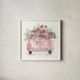 Vintage Travel IV Market by Anne Tavoletti. Shown in a crisp white glass frame for a clean and minimalist style. Available as an archival giclee rolled canvas, fine art paper, or poster print. SKU 82611a.