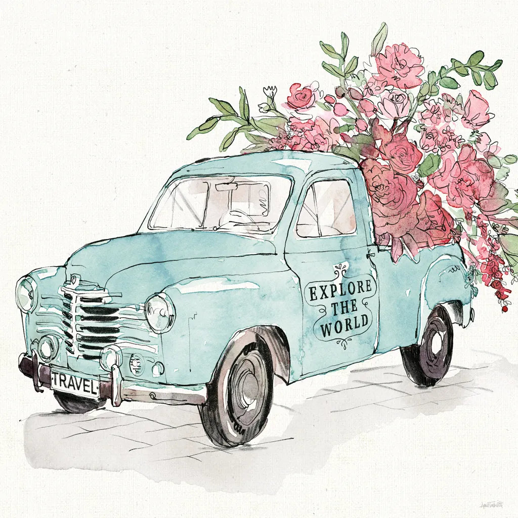 Vintage Travel V by Anne Tavoletti. SKU 82093a. Archival Giclee Fine art print for wall decor.