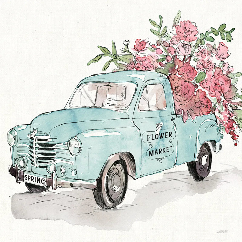 Vintage Travel V Spring by Anne Tavoletti. SKU 82612a. Archival Giclee Fine art print for wall decor.